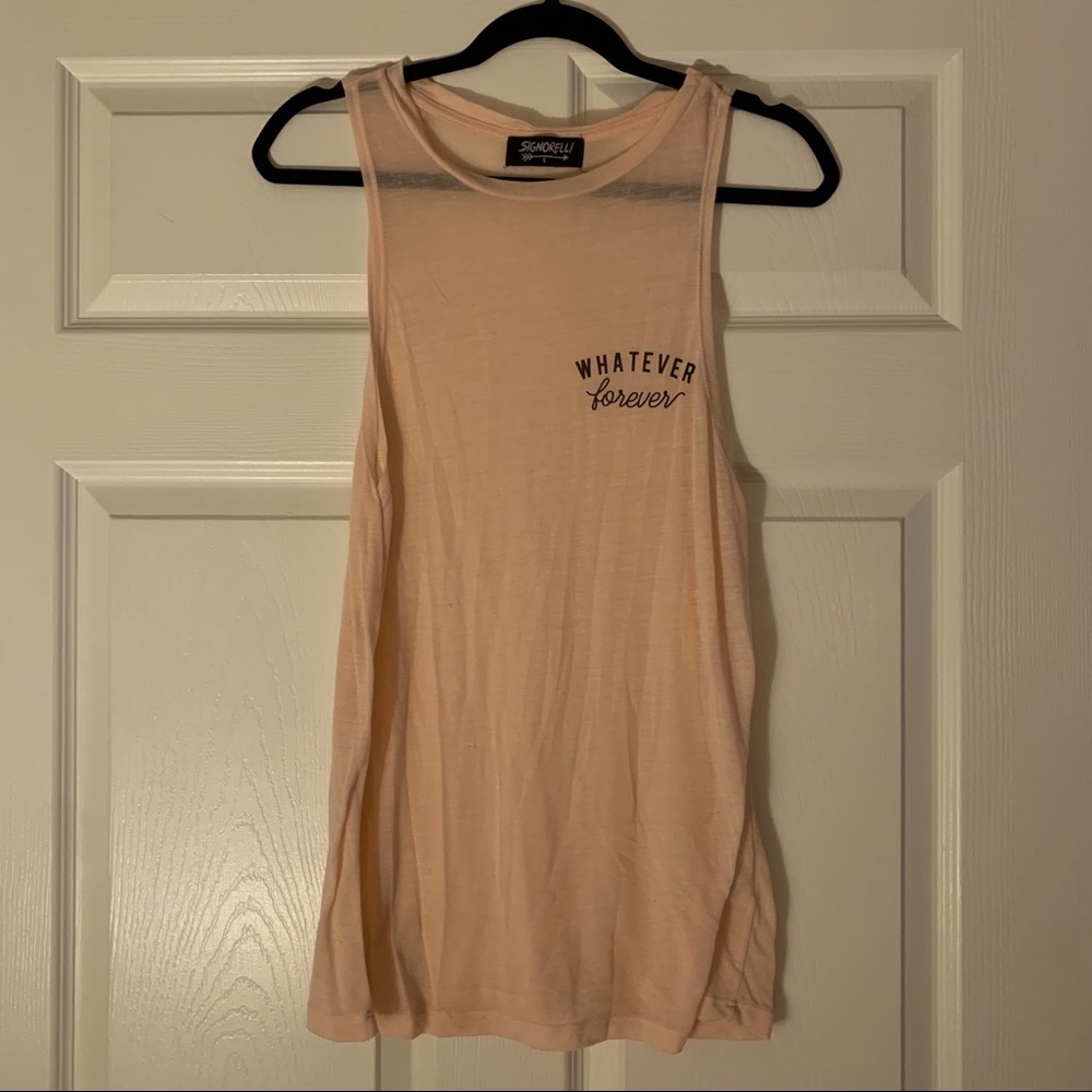 Peach “Whatever Forever’ muscle tank